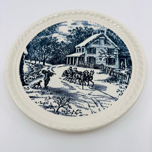 Courier And Ives Hostess VTG Dessert Plate, Set of 2, Cake Plate Vintage Decor - Picture 2 of 5